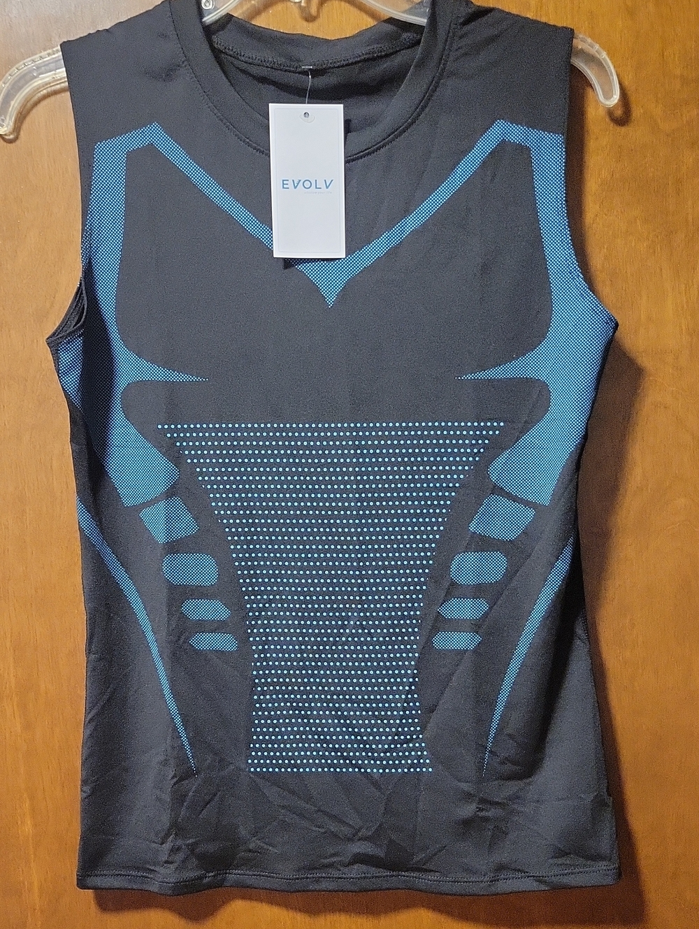 Evolv Black Blue Perfirmance Tank Shirt Mens M